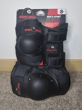 Multi-Sport Knee, Elbow & Wrist Pads in Black with Red Accent